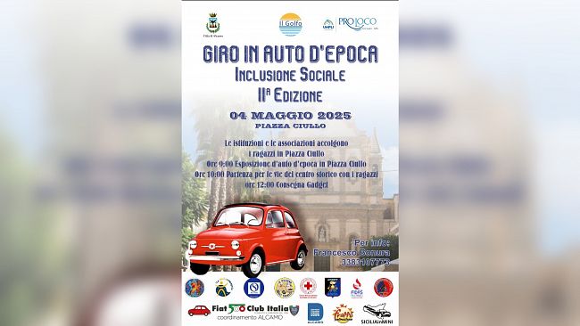Alcamo, il 4 maggio la terza edizione della manifestazione “Giro in auto d’epoca inclusione sociale” 