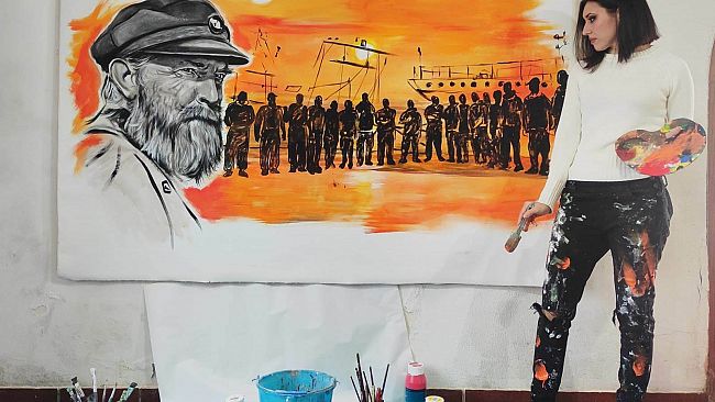 Dipinto di Manuela Marascia dedicato ai pescatori liberati a Bengasi dopo 108 giorni di prigionia. L’intervista alla giovane artista mazarese