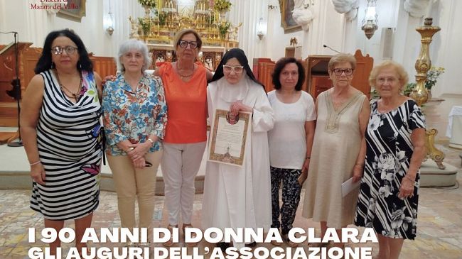 Mazara, donna Clara Giurintano monaca del Monastero di San Michele ha festeggiato il 90° compleanno