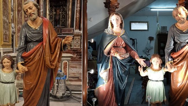 Castellammare, restaurato il gruppo statuario Sacra Famiglia della Chiesa di San Giuseppe