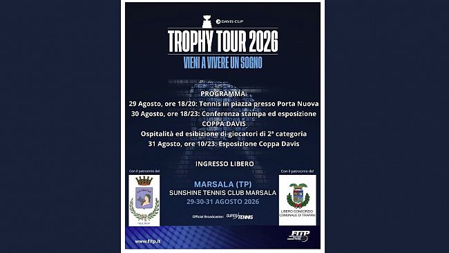 A Marsala arriva il trofeo della Coppa Davis: un weekend dedicato al tennis