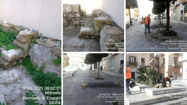 Marsala, Piazza Matteotti: rimossi rifiuti ed erbacce nello scavo archeologico e nell’area circostante