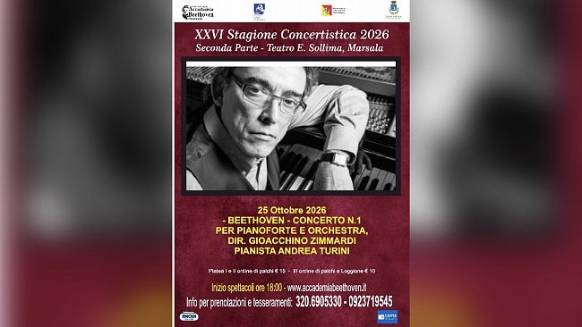 Marsala, Andrea Turini al Teatro Sollima per il Concerto dell’Accademia Beethoven