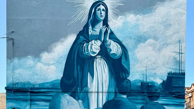 A Trappeto un grande murales dedicato alla Madonna Assunta