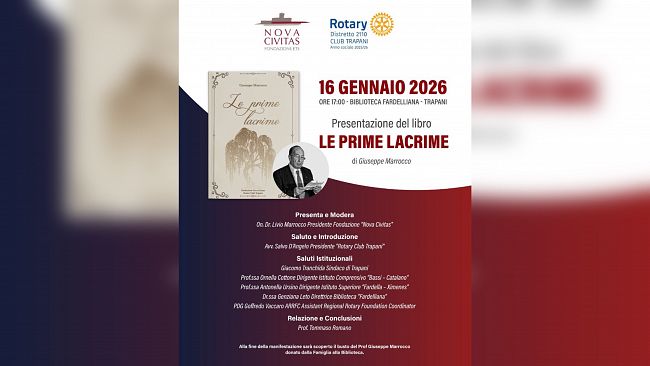 Trapani, venerdì la presentazione del libro “Le prime lacrime” di Giuseppe Marrocco
