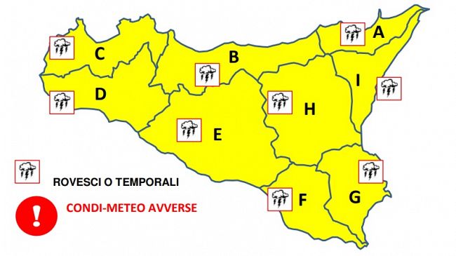 ​Maltempo in tutta la Sicilia: domani allerta gialla con temporali sparsi