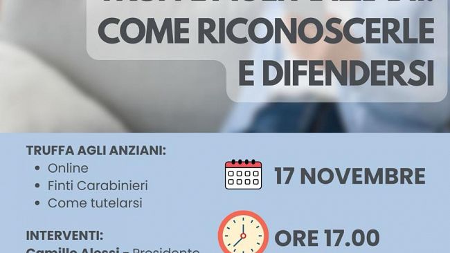 Truffe agli anziani in Sicilia: incontro informativo a Villagrazia di Carini per riconoscerle e difendersi