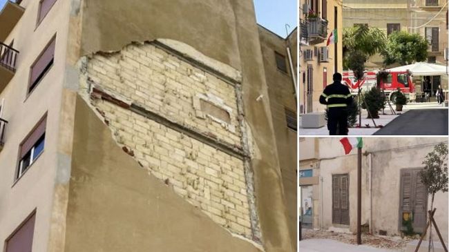 Via Vespri chiusa al transito: caduta calcinacci da un palazzo privato