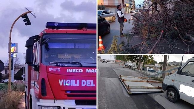 Mazara, forti raffiche di vento e pioggia: pericoli per la circolazione
