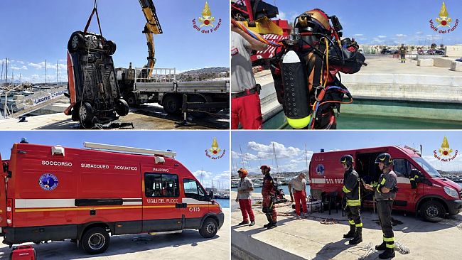 Recuperata l’automobile caduta nel porto: salvi i due occupanti nella notte
