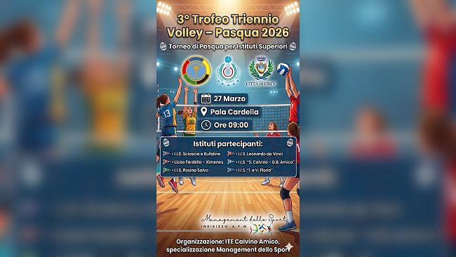 Trapani, venerdì il “3° Trofeo Triennio Volley-Pasqua 2026”