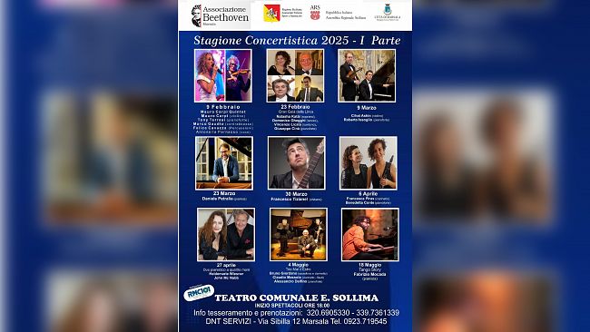 Marsala, giovedì 30 gennaio la presentazione della XXV Stagione Concertistica promossa dall’Accademia Beethoven