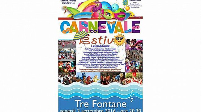 Carnevale estivo di Tre Fontane: rinviato al 2 settembre