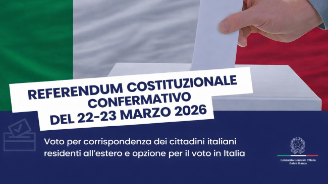Referendum Costituzionale del 22/23 Marzo 2026. Modalità di voto per corrispondenza riservata agli elettori all'estero