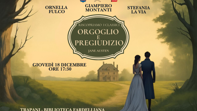 Trapani, omaggio a Jane Austen nel 250° anniversario della nascita con il reading di “Orgoglio e pregiudizio”