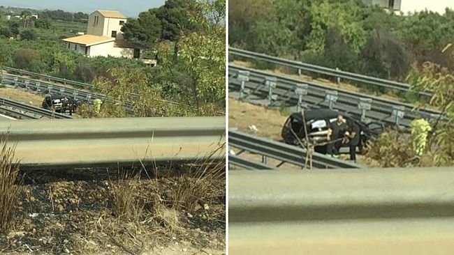 Auto si ribalta sull'A-29, paura per una donna 