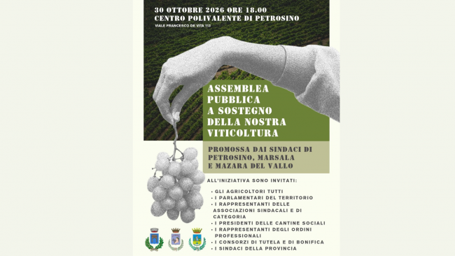 Viticoltura, i Sindaci di Petrosino, Marsala e Mazara uniti: «Risposte e risorse straordinarie dalla Regione»