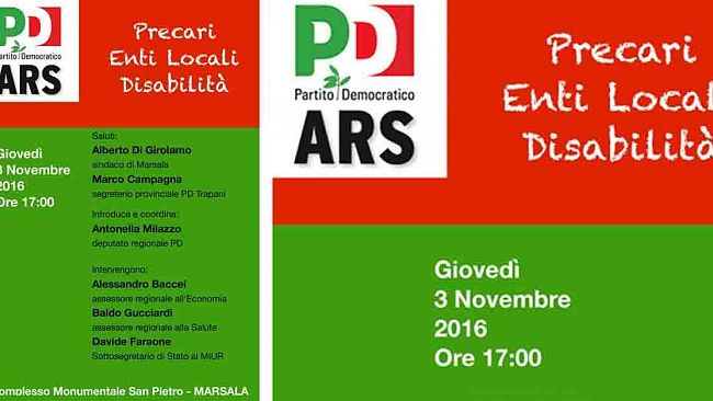 Marsala, Iniziativa del gruppo PD ARS su precari, enti locali, sanità e rapporti stato regione