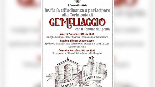 Pantelleria, arriva la delegazione di Aprilia per il gemellaggio