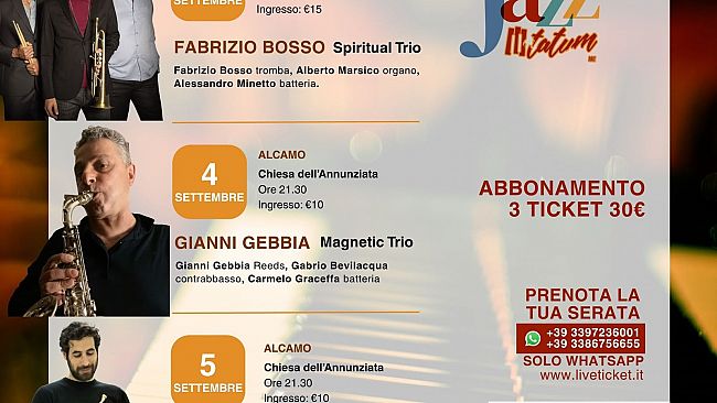 Alcamo, il Jazz ancora protagonista. Dal 3 al 5 settembre alla chiesa dell'Annunziata