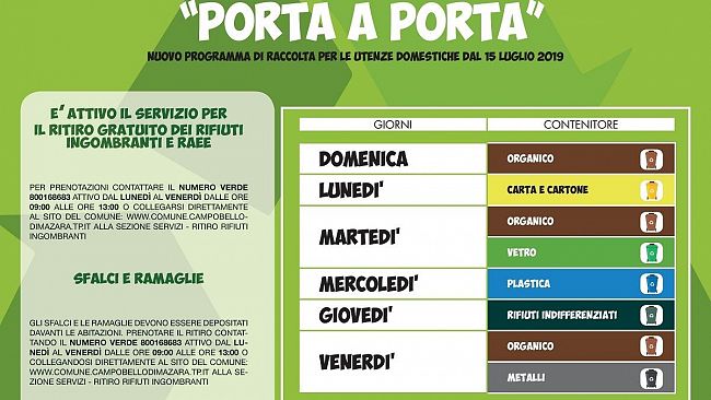 In distribuzione il kit informativo per migliorare la raccolta differenziata a Campobello e nelle frazioni