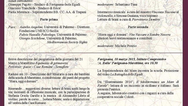 Marettimo, il 21 marzo “Percorsi mediterranei: Pace, Ambiente, Archeologia e… Buone Pratiche”