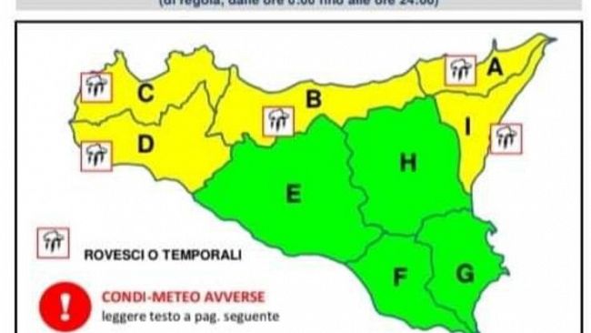 Protezione Civile emette allerta gialla per possibili temporali e venti di burrasca