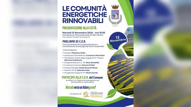Marsala, Comunità Energetiche Rinnovabili. Martedì prossimo la presentazione alla Città