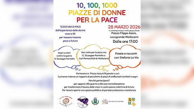 Il Comune di Misiliscemi aderisce all'iniziativa “10, 100, 1000 Piazze di Donne per la Pace”