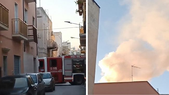 Mazara, incendio in un immobile di via Catania. Intervento dei vigili del fuoco 