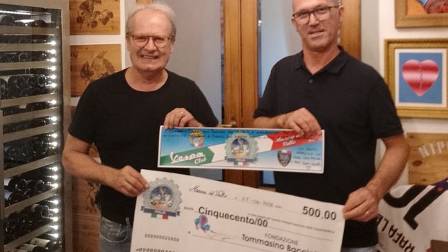​Solidarietà su due ruote: il Vespa Club Mazara del Vallo dona 500 euro alla Fondazione Tommasino Bacciotti
