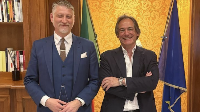 Erice, il Ministro della Cultura Alessandro Giuli in visita alla Fondazione Ettore Majorana
