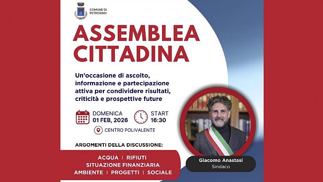 ​Il Comune di Petrosino convoca un'Assemblea Cittadina: confronto aperto con la comunità il 1° febbraio 2026