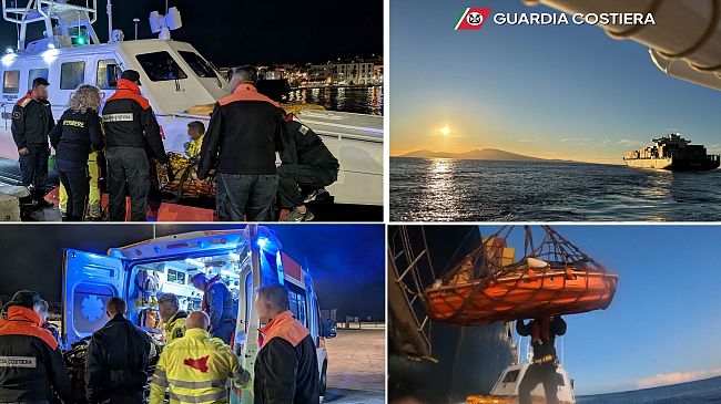 Soccorso dalla Guardia Costiera marittimo infortunatosi su una portacontainer al largo di Pantelleria