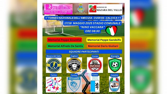 Mazara, venerdì in Comune la presentazione del Torneo Nazionale dell'Amicizia di calcio over 50