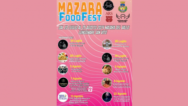 Dal 20 luglio al 25 agosto il Mazara Food Fest 