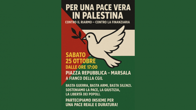 Marsala in piazza per la Pace in Palestina e contro il Riarmo