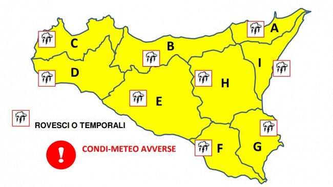 ​Allerta gialla in tutta la Sicilia: burrasche e temporali già da stasera