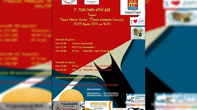 Trapani, al via domani la II edizione del “Ping Pong Open Air”