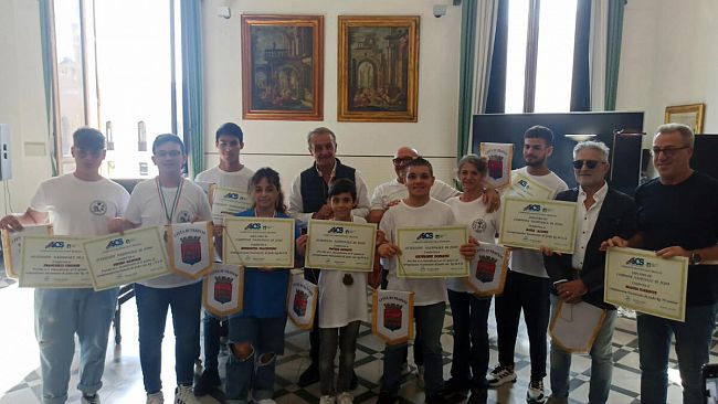 La squadra di judo dell'AICS Trapani ricevuta a Palazzo d'Alì