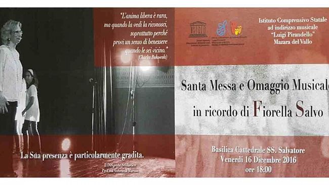 Mazara, Santa Messa e tributo musicale per la professoressa Fiorella Salvo