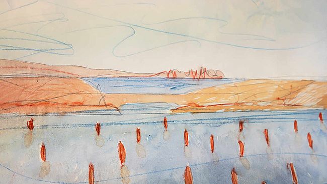 Inaugurazione presso il Kothon dell’Isola di Mozia dell’installazione Segnacoli di Alberto Timossi, a cura di Lorenzo Nigro e Giuseppe Capparelli.