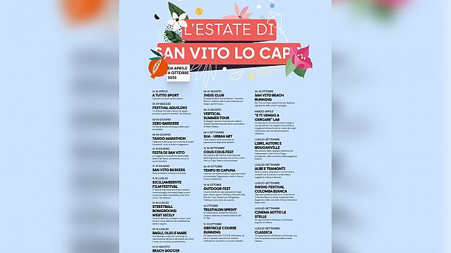 San Vito Lo Capo, il programma di eventi da aprile ad ottobre 2022
