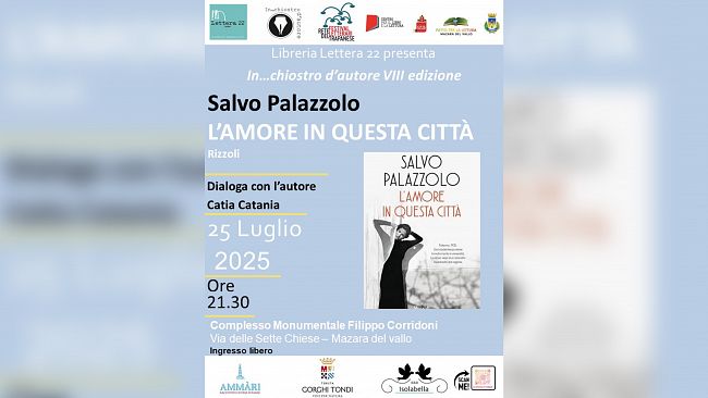 Mazara, Salvo Palazzolo ospite del terzo incontro della rassegna letteraria “In...chiostro d’autore” 