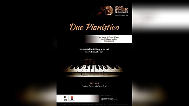 Venerdì 10 giugno il “Duo Pianistico” Pellitteri-Visconti in concerto a Trapani