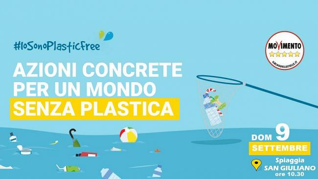 M5S: #IoSonoPlasticFree sbarca a Marsala e a Trapani, sabato 8 e domenica 9 settembre