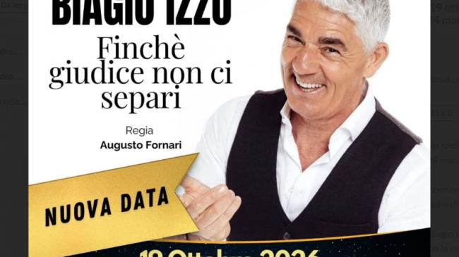 Biagio Izzo recupera la data: il 19 ottobre in scena con 