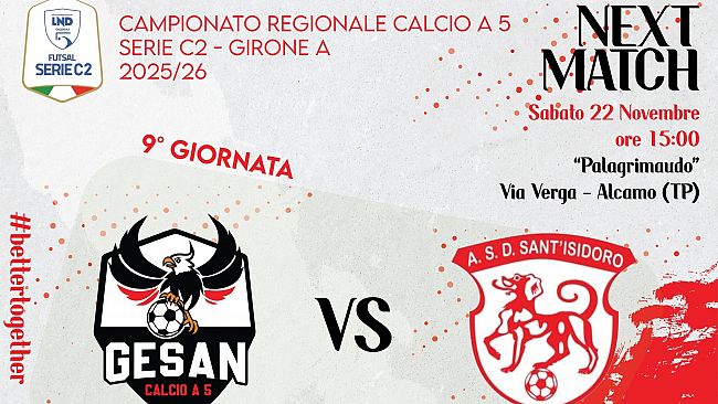 Futsal, torna alla vittoria la Gesan: battuto 6-3 il Sant'Isidoro Bagheria