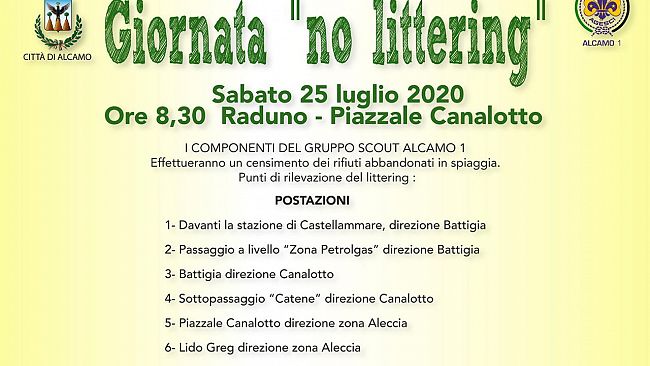 Alcamo Marina, 25 luglio giornata “No Littering”: appuntamento Piazzale Canalotto