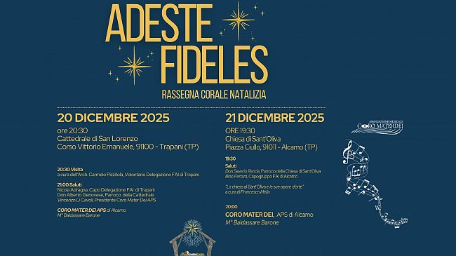 ​Fai Trapani: fine settimana tra arte e musica con “Adeste Fideles”